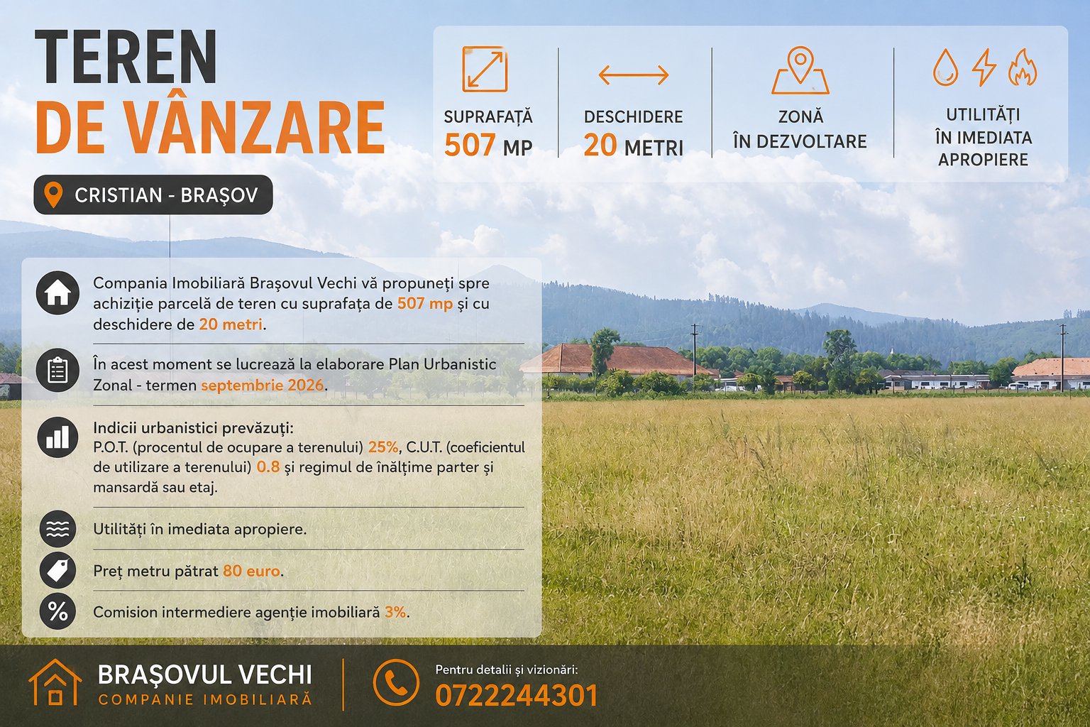 Teren 507 mp - lot de casa in Cristian - Brasov.