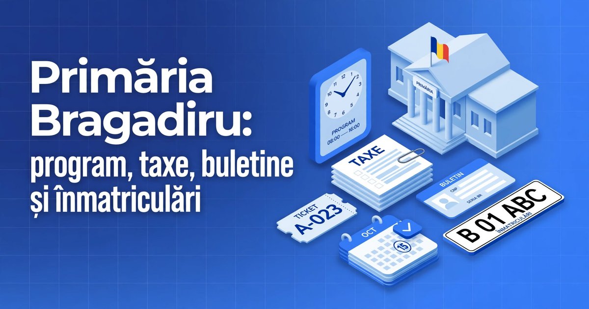 Primăria Bragadiru: program, taxe, buletine și înmatriculări