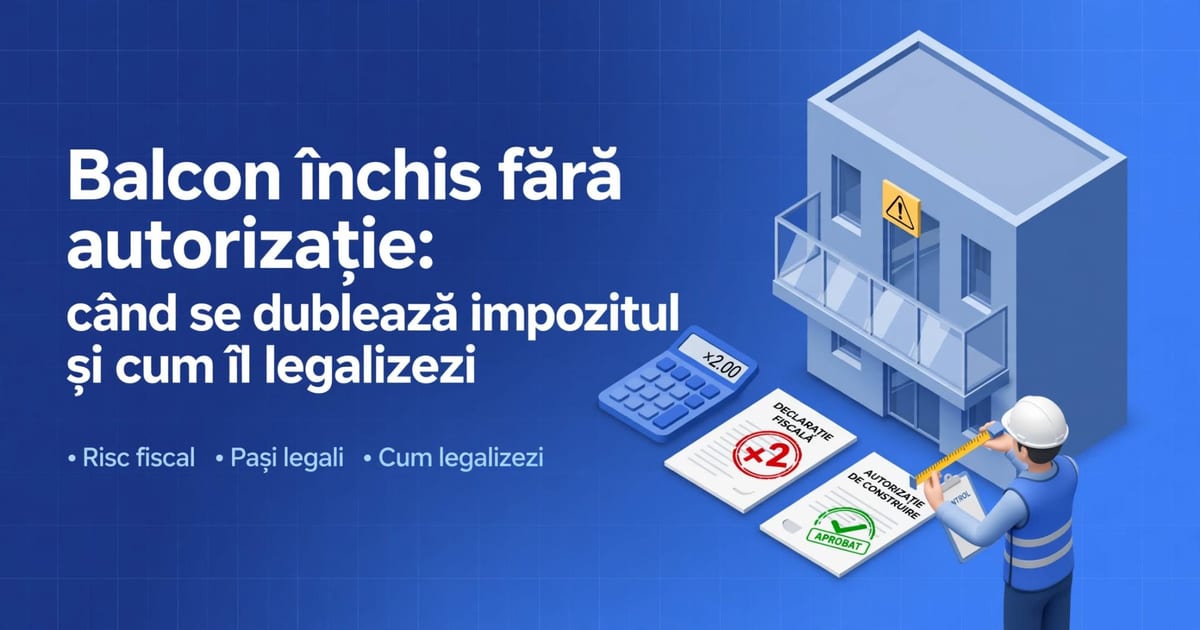 Balcon închis fără autorizație: când se dublează impozitul și cum îl legalizezi