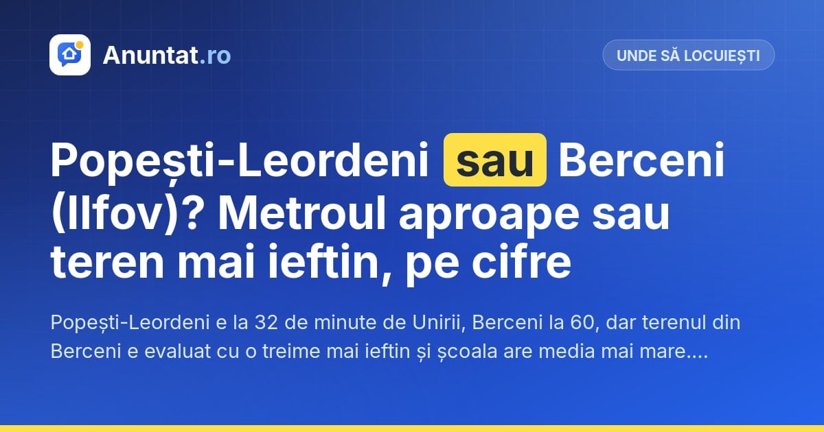 Popești-Leordeni sau Berceni (Ilfov)? Metroul aproape sau teren mai ieftin, pe cifre