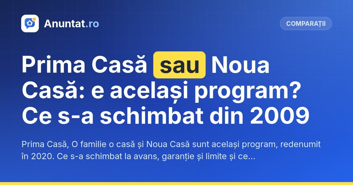 Prima Casă sau Noua Casă: e același program? Ce s-a schimbat din 2009