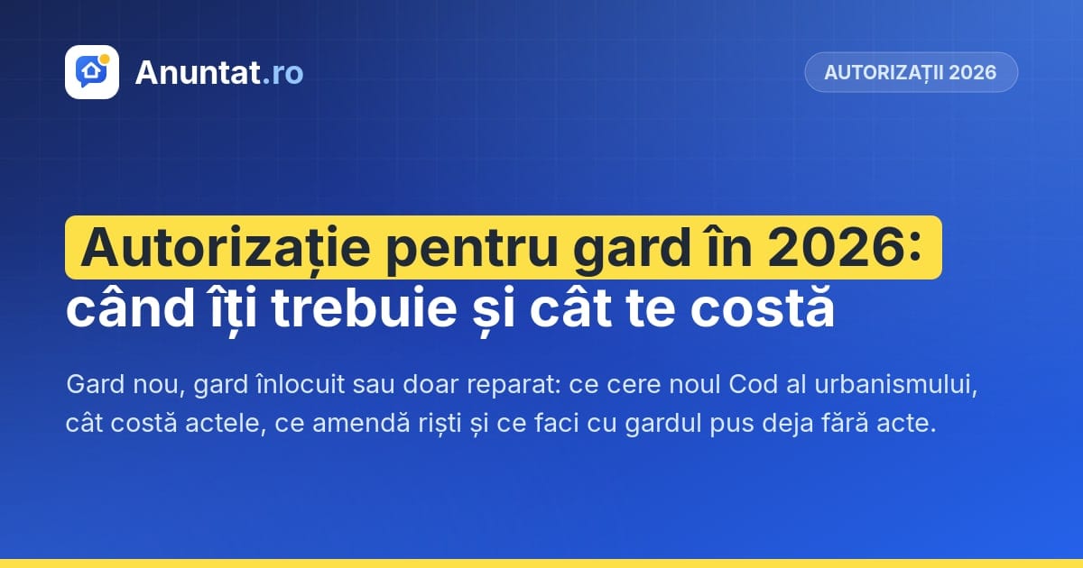 Autorizație pentru gard în 2026: când îți trebuie și cât te costă
