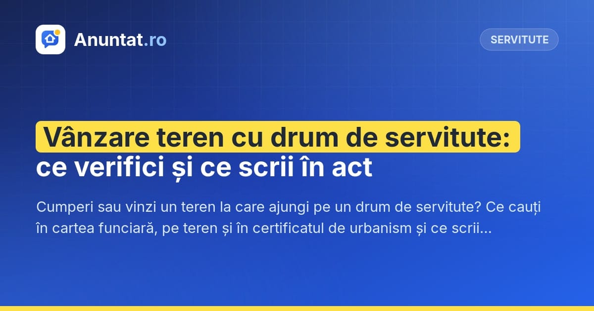 Vânzare teren cu drum de servitute: ce verifici și ce scrii în act
